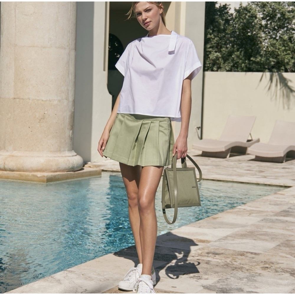 WE-AR4 Skirt S‎ Mint Green The 98 Mini Pleated Made In Italy NEW